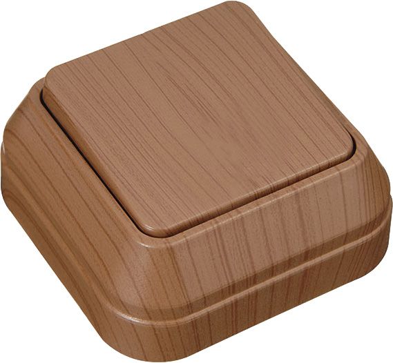 Вимикач одноклавішний Makel IP44 без підсвітки 10 А 250В горіх 45401