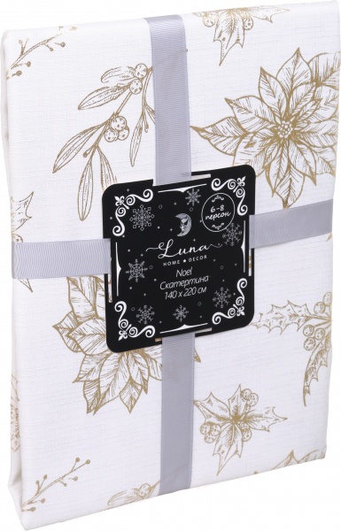 Скатерть Noel 140x220 см белый с золотым Luna 