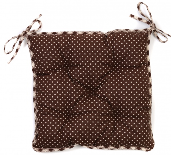 Подушка на стілець Lucy 40х40 см коричневий горошок з мереживом La Nuit