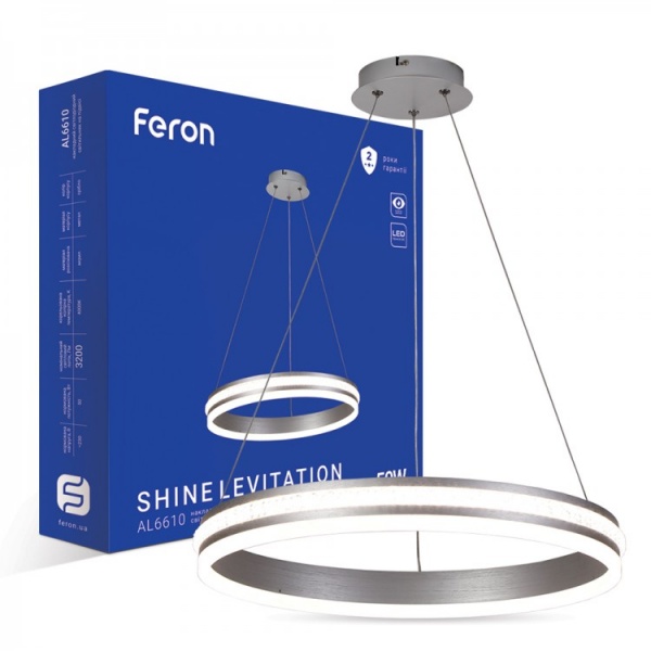Світильник стельовий Feron AL6610 50W SHINE LEVITA срібний 4000 К 