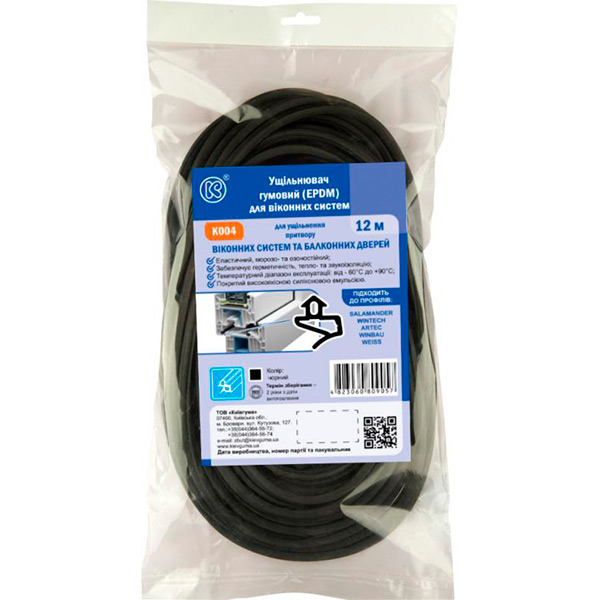 Уплотнитель фигурный резиновый Киевгума К004 (EPDM) 12 м черный 