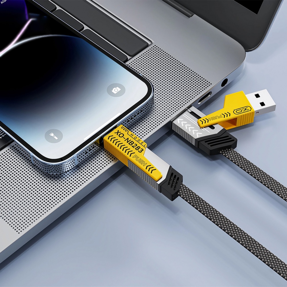 Кабель Xo NB283-CAI 2хUSB-C to 60W/USB-А /Lightning 1 м grey (NB283-CAI.gray)