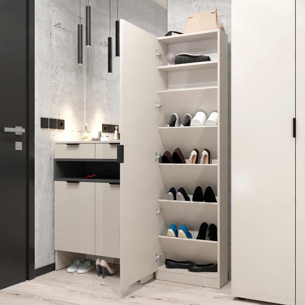 Шкаф под обувь Metkas Home SLIM 500x200x1800 мм кашемир