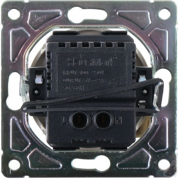 Механізм розетки USB кінцева подвійна HausMark Bela без шторок без кришки крем SNG-SCP.RD20MG2U-CR