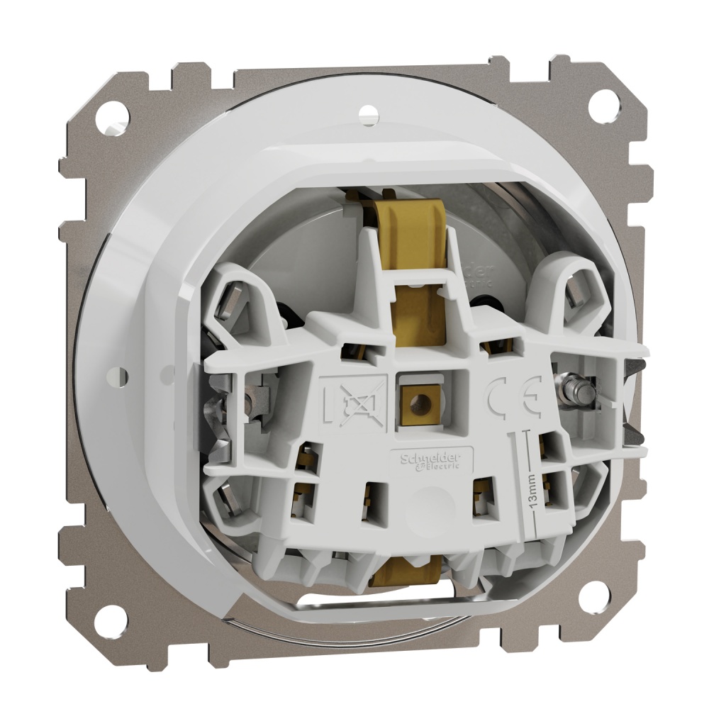 Розетка силовая с заземлением Schneider Electric Sedna Design со шторками с крышкой белый SDD211024