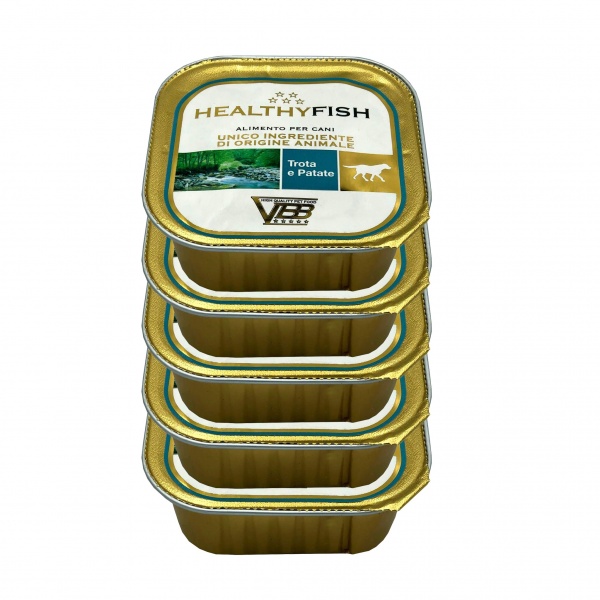 Корм для дорослих собак для усіх порід Healthy Fish монопротеїн 4+1 5х150 г форель і картопля