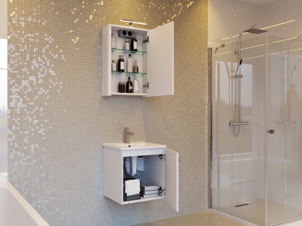 Тумба підвісна ЮВЕНТА Тумба Novara - 50 підвісна біла з умивальником Urban-50