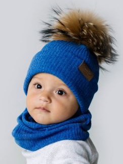 Комплект шапка + снуд для хлопчиків Dembo House Гогі р.44-48 синій 