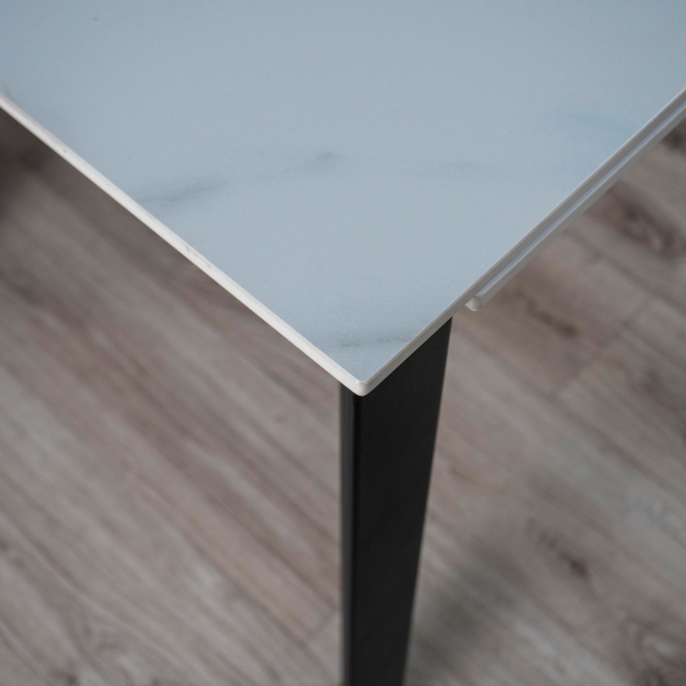 Стол обеденный Ларс 1200(1700)x800x750мм белый матовый/черный