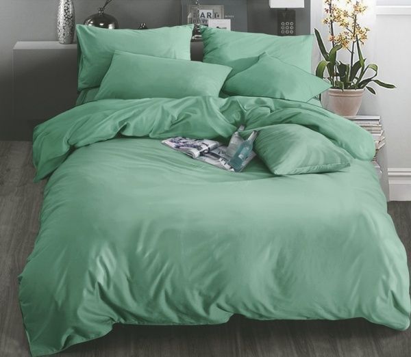 Комплект постельного белья Зелено-оливковый евро Word of Dream 