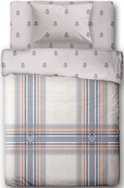 Комплект постільної білизни Bright Check 1,5 бежевий із малюнком Ibodo 