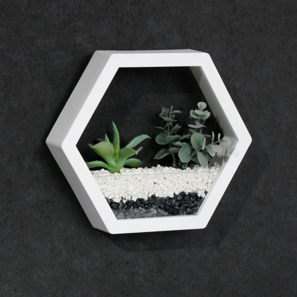 Декор настенный Nature шестиугольный 23x20 см белый 