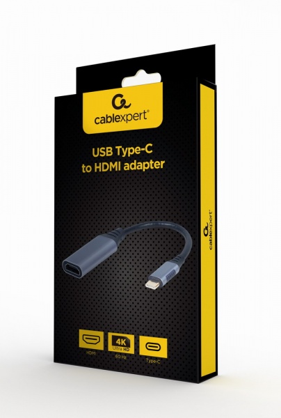 Мережевий адаптер Cablexpert A-USB3C-HDMI-01, USB-C на HDMI, 4К 0,15 м grey (A-USB3C-HDMI-01) 