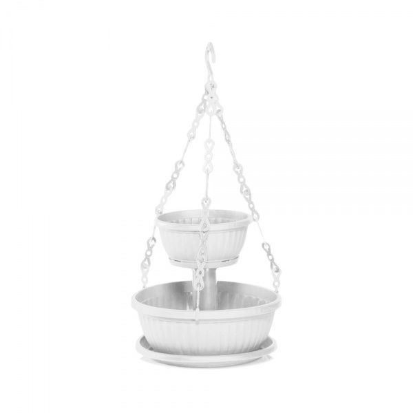 Горщик пластиковий підвісний круглий білий 