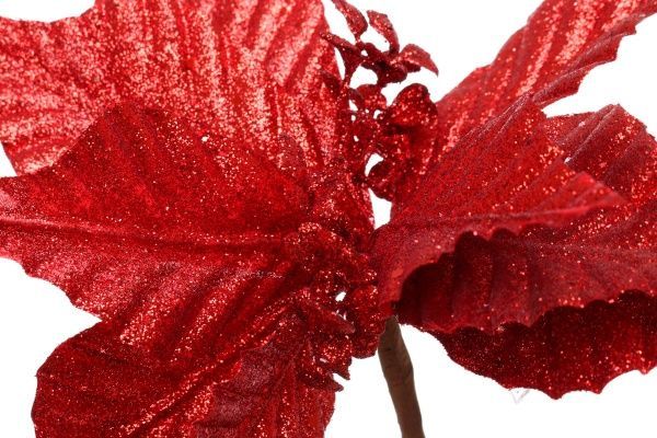 Декорация новогодняя Пуансеттия бархатная 26 см