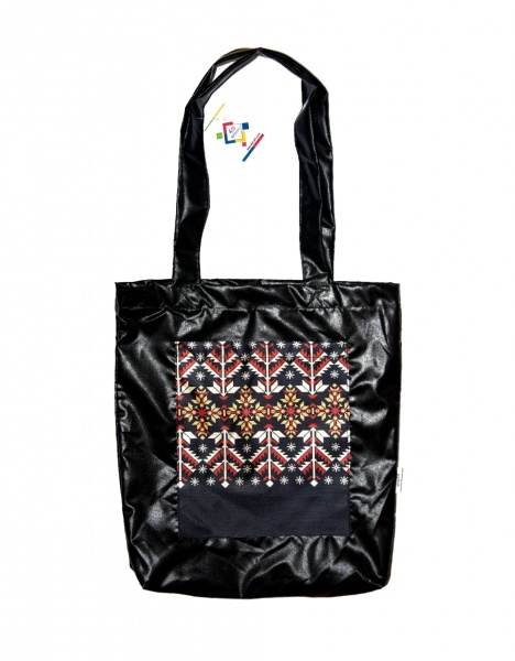 Сумка-шоппер 4PROFI Вышиванка 03 с карманом 40x35 см черный с узором 