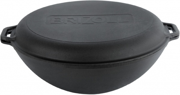 Казан Brizoll ø360 мм 135 мм 8 л WOK с чугунной крышкой - сковородой W36-3
