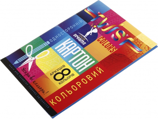 Картон цветной Art studio of happiness односторонний 210х297 мм 8 листов в папке