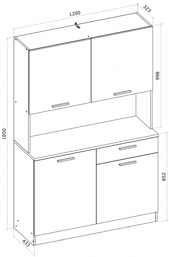 Буфет Грейд 1850х1200х433 мм дуб артизан / графит серый (FIRST 119)