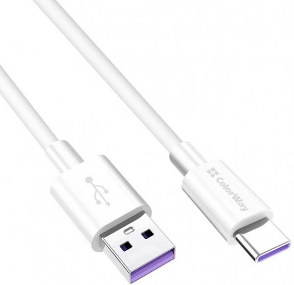 Кабель ColorWay USB - Type-C (Fast Charging) 5.0 А 1 м білий 
