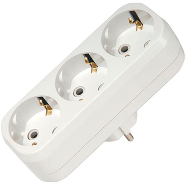 Тройник Makel с заземлением 3 гн. белый 10033 