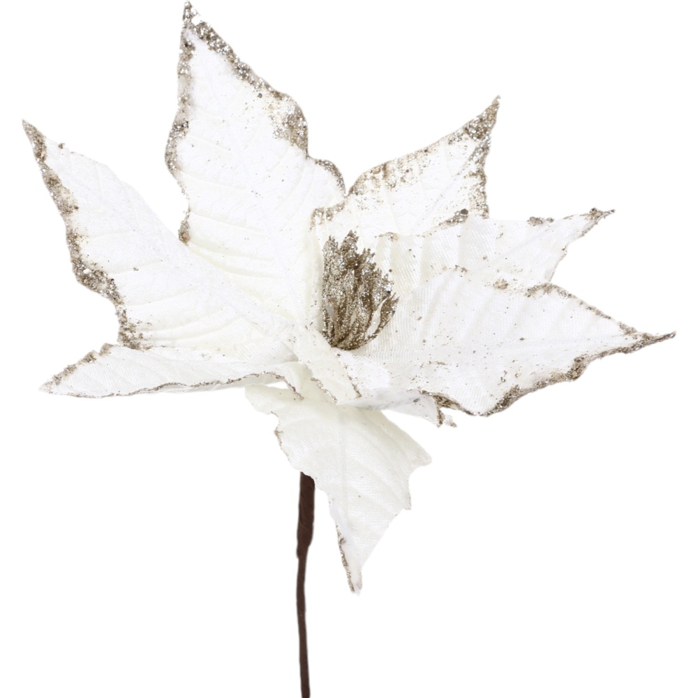 Декорація новорічна пуансетія з обідком 25 см колір в асортименті