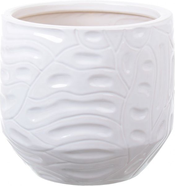 Горщик Viet Thanh Ceramic з блюдцем абстракція 22х20 см VT.10843-2 круглий білий 