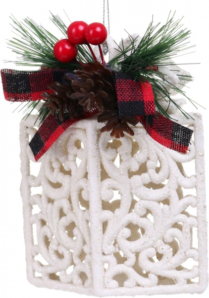 Декоративная подвеска Подарок 11х9х4,5 см белый LD21027