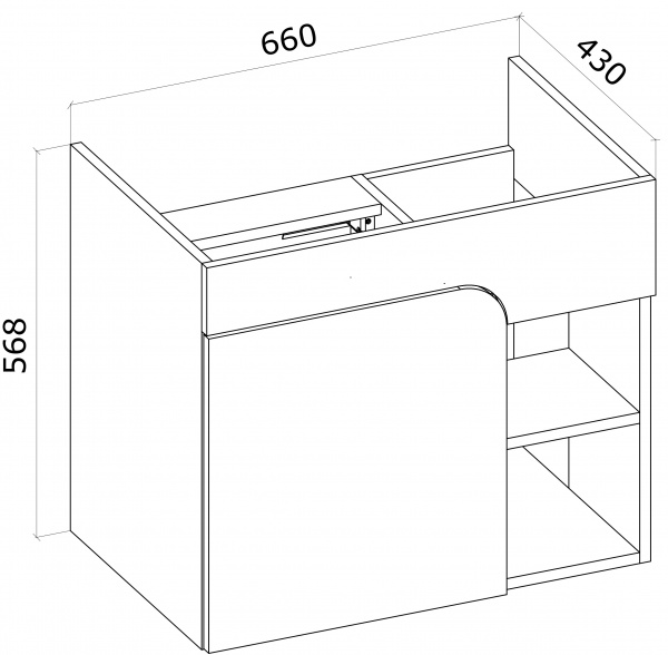 Тумба підвісна Water House Оніка 70 дуб крафт золотий під умивальник