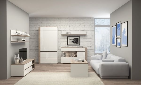 Полиця Accord Ares12 1100x220x220 мм дуб ендгрейн/білий глянець 