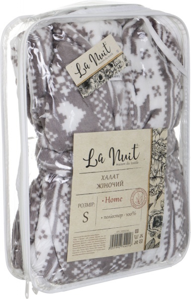 Халат женский La Nuit Узор р. XL белый с коричневым 