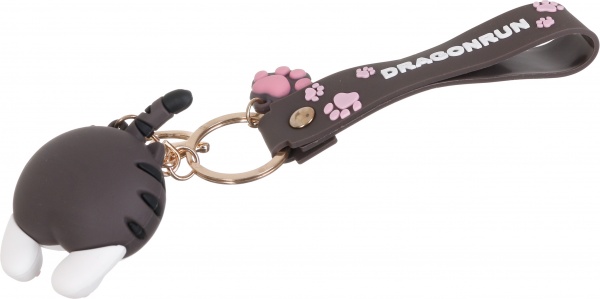 Брелок Колокольчики котенка с карабином серый