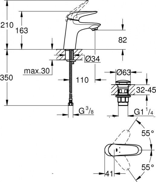 Змішувач для умивальника Grohe Wave 2015 23582001