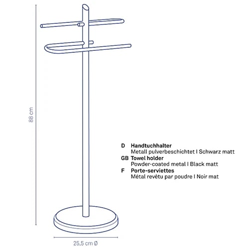 Тримач для рушників Kela Ken чорний h 88cm