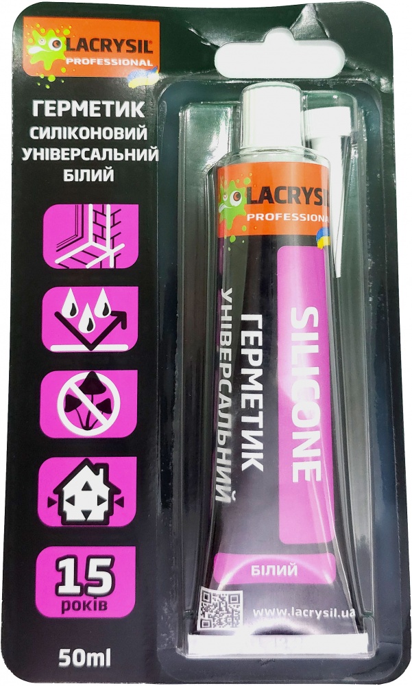 Герметик силіконовий Lacrysil універсальний білий 50 мл