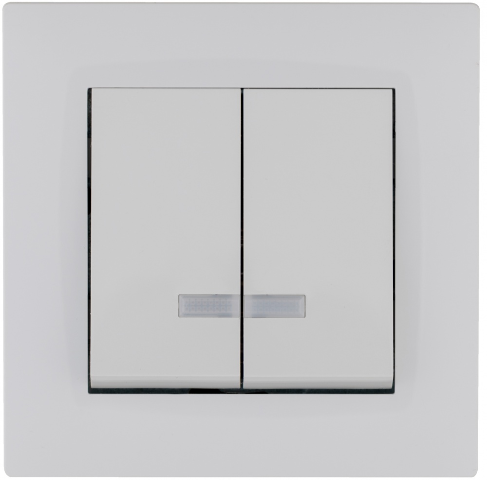 Вимикач двоклавішний Makel Rizz з підсвіткою білий 88001023