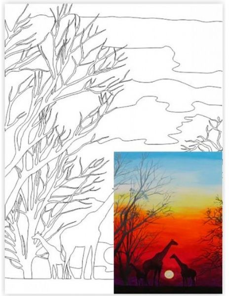 Холст на картоне с контуром Пейзаж №24 Rosa Start 
