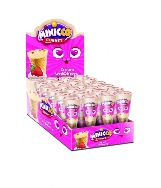 Вафельний ріжок ANL Minicco Cornet With Strawberry Cream 
