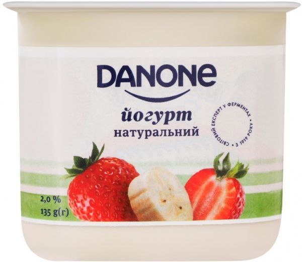 Йогурт Danone клубника-банан 2% 135г (4820226162575) 