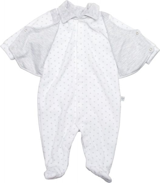 Комбинезон детский Фламинго праздничный р.62 белый с серым 110-522-4 