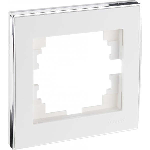 Рамка одноместная Lezard Rain горизонтальная белый с хромированной вставкой 703-0225-146