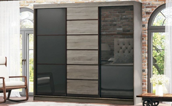 Шафа-купе Sophie D3 MatroLuxe ДСП 2400x616x2200 мм дуб сонома трюфель двері ДСП/скло