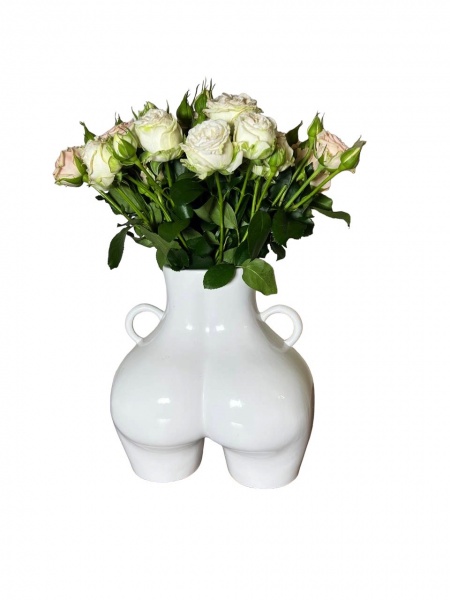 Ваза керамическая Nana ceramics Ким 25 см белый глянец 