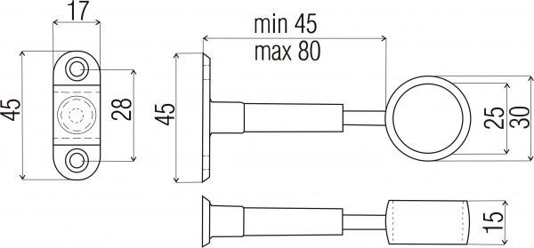 Крепления трубы дистанционное d25 R-50R с резьбой