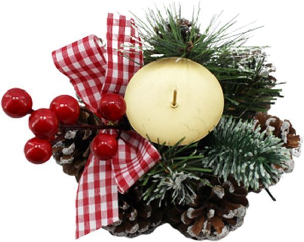 Венок-подсвечник украшенный шишками d150 мм W01-1259/11 