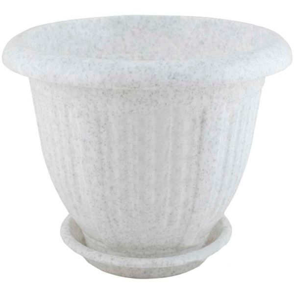 Горшок пластиковый Алеана Волна круглый 25л белый с серым (112041) 