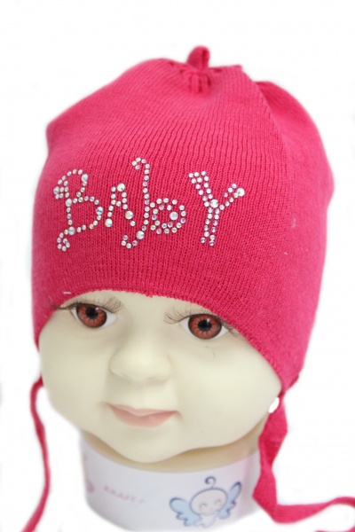 Шапочка дитяча для дівчаток Kraft+ р.36-38 малиновий 0740 