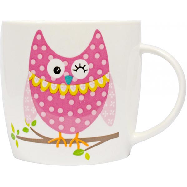 Чашка фарфоровая Keramia Сова розовая 320 мл