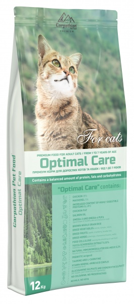 Корм сухой для взрослых котов и кошек от 1 до 7 лет Carpathian Pet Food Optimal Care 12 кг