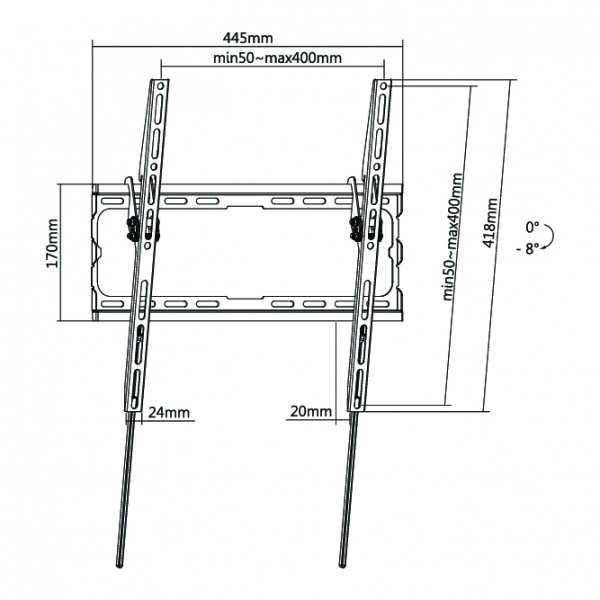 Крепление для телевизора Kivi Basic-44T, 45кг, наклонные черный 
